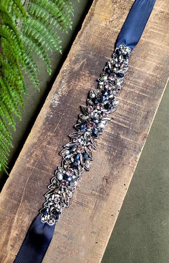 Emaline Beaded Belt - Midnight/Pewter