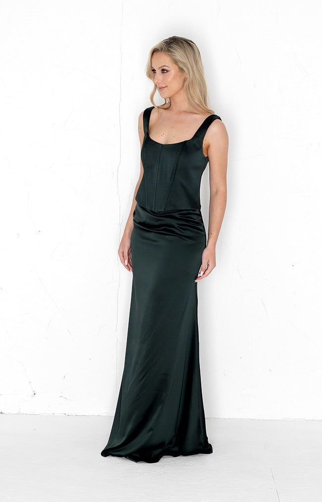 Harlow Corset Top - Forest Green