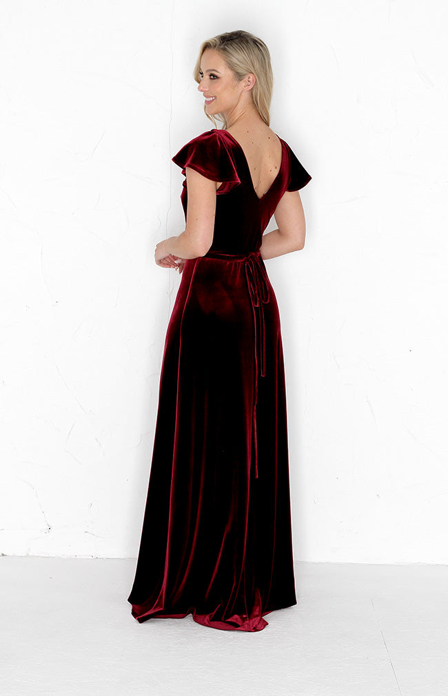 Tallie Velvet Gown - Burgundy