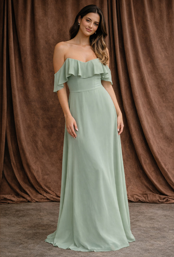 Freya Chiffon Gown - Sage