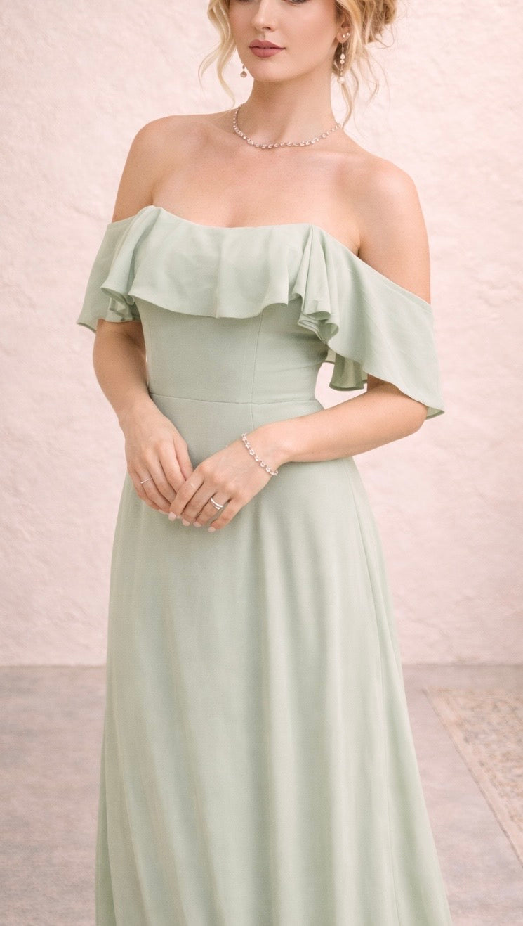 Freya Chiffon Gown  - Sage