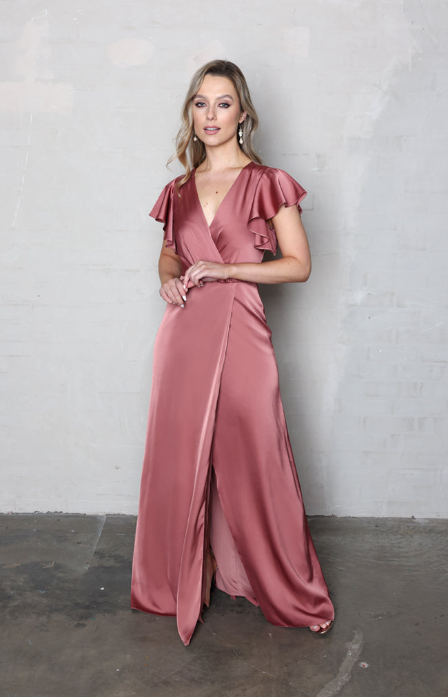 Della Satin Gown - Marsala