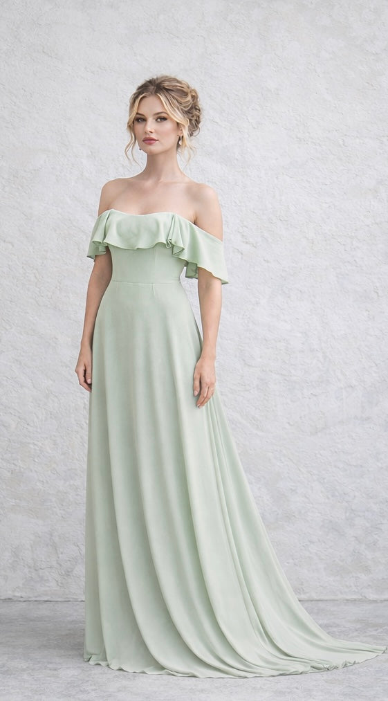 Freya Chiffon Gown  - Sage