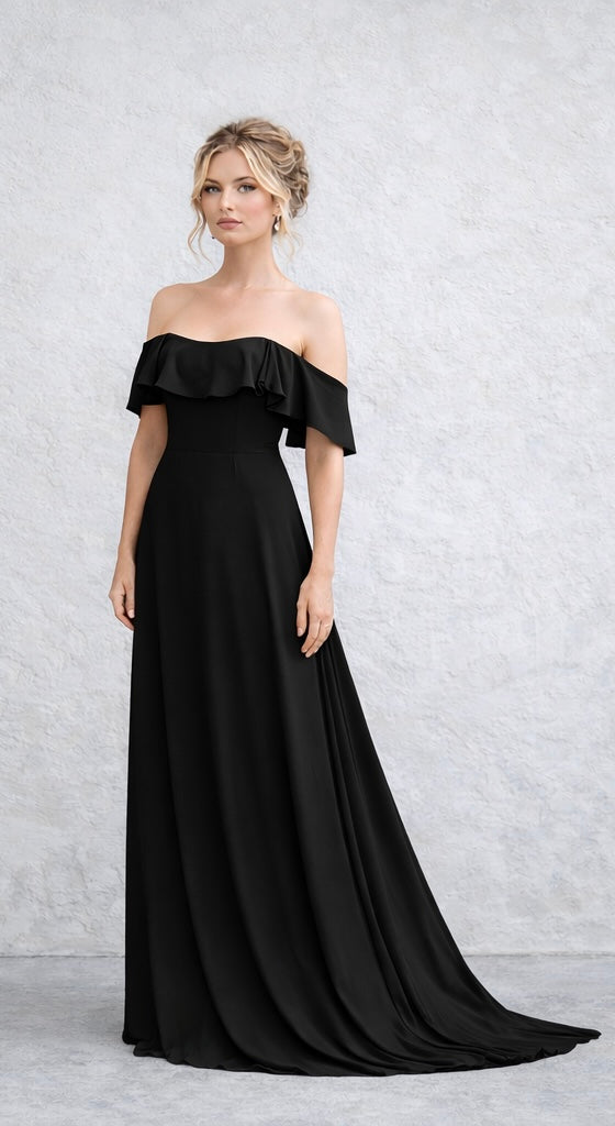 Freya Chiffon Gown  - Black