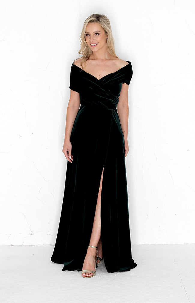 Yvette Velvet Gown - Forest Green