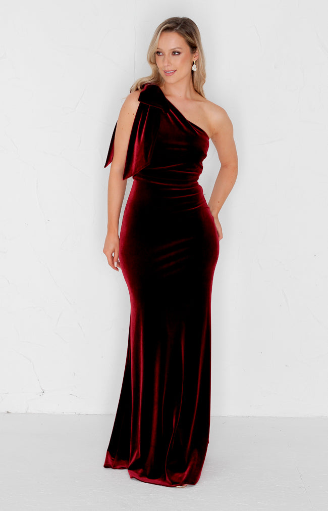 Fleur Velvet Gown  - Burgundy