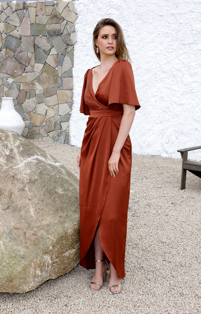 Renata High Back Gown - Rust 1022