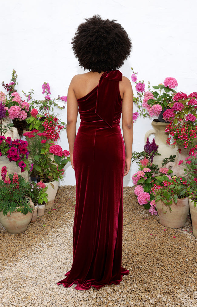 Fleur Velvet Gown  - Burgundy