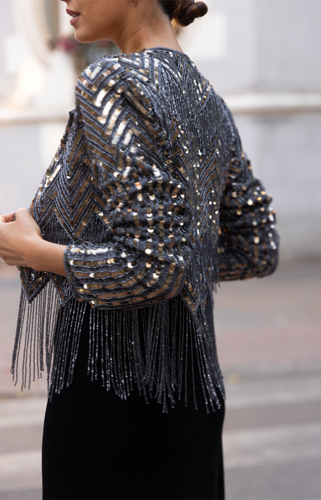 Stevie Hand Beaded Jacket  - Limited Edition Charcoal