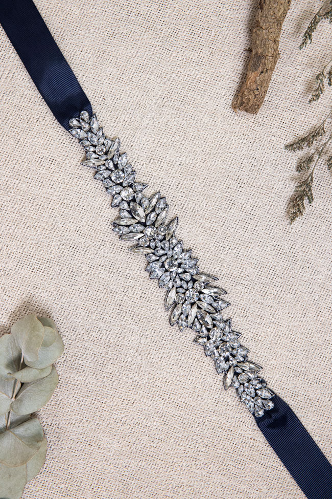 Emaline Beaded Belt - Navy